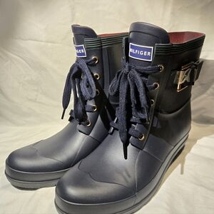 Tommy Hilfiger Navy Lace-Up Rain Boots